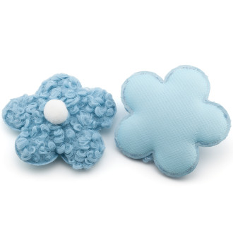 Аппликация пришивная нашивка Цветочек плюшевый 7,5х1,5 см 2 шт. Голубой