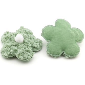 Аппликация пришивная нашивка Цветочек плюшевый 7,5х1,5 см 2 шт. Зеленый