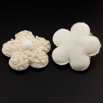 Аппликация пришивная нашивка Цветочек плюшевый 7,5х1,5 см 2 шт. Айвори