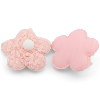 Аппликация пришивная нашивка Цветочек плюшевый 7,5х1,5 см 2 шт. Розовый светлый