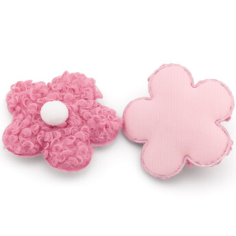 Аппликация пришивная нашивка Цветочек плюшевый 7,5х1,5 см 2 шт. Розовый