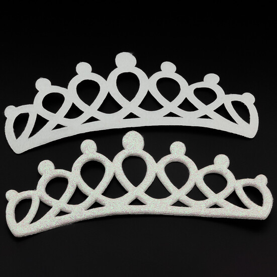 Аппликация пришивная нашивка Диадема 12,8х5,8 см 2 шт. Белый