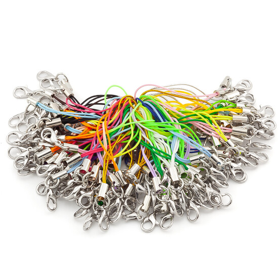 Шнурок с карабином основа для брелка 10 шт. карабин 12 мм шнурок 0,7 мм Микс Платина