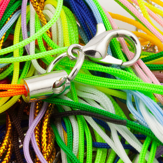 Шнурок с карабином основа для брелка 10 шт. карабин 12 мм шнурок 0,7 мм Микс Платина