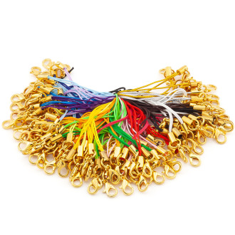 Шнурок с карабином основа для брелка 10 шт. карабин 12 мм шнурок 0,7 мм Микс Золотистый