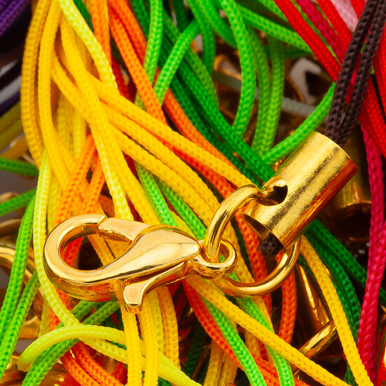 Шнурок с карабином основа для брелка 10 шт. карабин 12 мм шнурок 0,7 мм Микс Золотистый