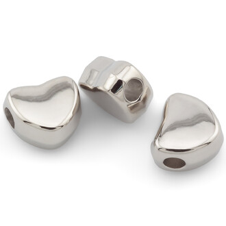 Бусины пластиковые Сердце +-50 шт. 6х7х3,5 мм Платина