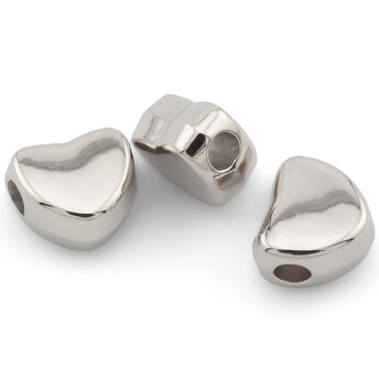 Бусины пластиковые Сердце +-50 шт. 6х7х3,5 мм Платина