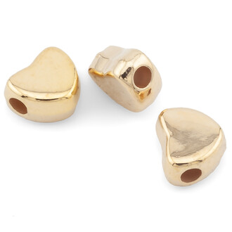 Бусины пластиковые Сердце +-50 шт. 6х7х3,5 мм Золотистый