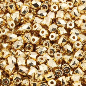 Бусины пластиковые Цилиндр граненный +-100 шт. 4х4 мм Золотистый
