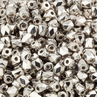 Бусины пластиковые Цилиндр граненный +-100 шт. 4х4 мм Платина