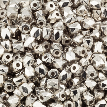Бусины пластиковые Цилиндр граненный +-100 шт. 4х4 мм Платина