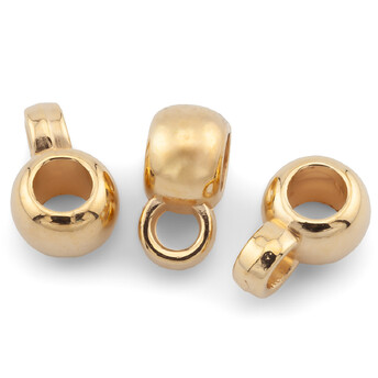 Бейл Бочонок пластиковый +-50 шт. 6 мм петелька внутр. 2,5 мм Золотистый