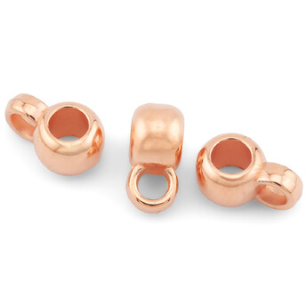 Бейл Бочонок пластиковый +-50 шт. 6 мм петелька внутр. 2,5 мм Розовое золото