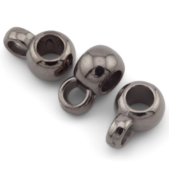 Бейл Бочонок пластиковый +-50 шт. 6 мм петелька внутр. 2,5 мм Черный Никель