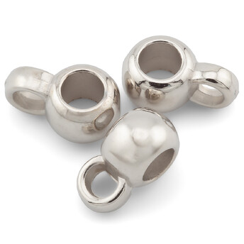 Бейл Бочонок пластиковый +-50 шт. 6 мм петелька внутр. 2,5 мм Платина