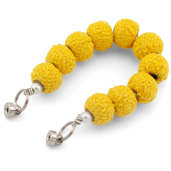 Держатель телефона декор чехла из вязаных бусин с винтами 17х1,5 см 1 шт. Желтый