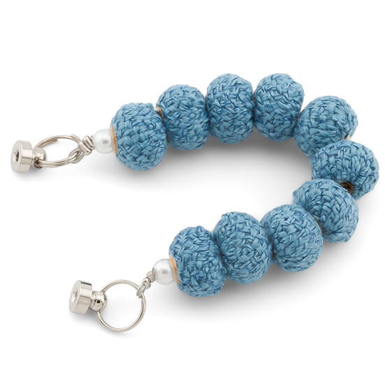 Держатель телефона декор чехла из вязаных бусин с винтами 18х1,5 см 1 шт. Голубой