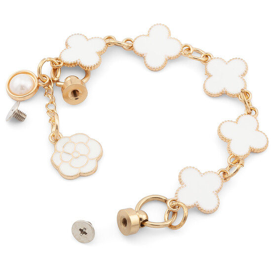 Держатель телефона декор чехла Четырехлистный клевер с подвеской 16х1,5 см 1 шт. Белый