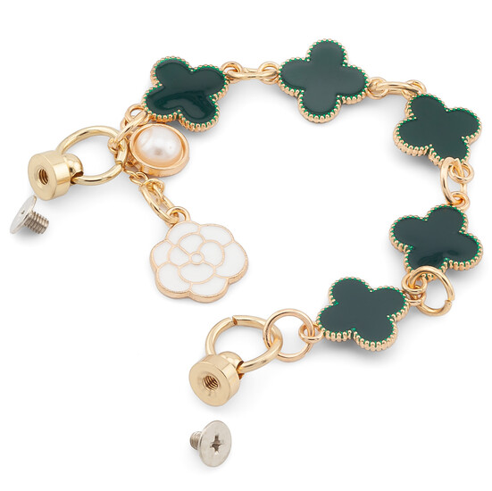 Держатель телефона декор чехла Четырехлистный клевер с подвеской 16х1,5 см 1 шт. Зеленый