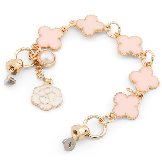 Держатель телефона декор чехла Четырехлистный клевер с подвеской 16х1,5 см 1 шт. Розовый