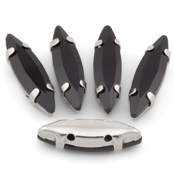 Стразы в цапах пришивные Лодочка 4х15 мм Черный 10 шт.