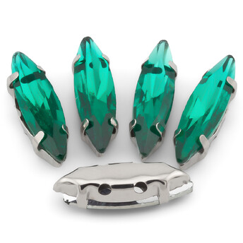 Стразы в цапах пришивные Лодочка 4х15 мм Зеленый 10 шт.
