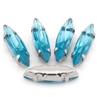 Стразы в цапах пришивные Лодочка 4х15 мм Голубой 10 шт.