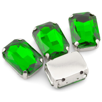 Стрази в оправі пришивні Прямокутник 10х14 мм Салатовий 10 шт.