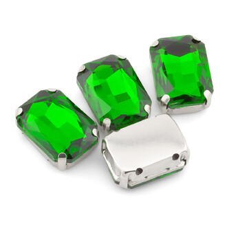 Стразы в цапах пришивные Прямоугольник 6х8 мм Салатовый 10 шт.
