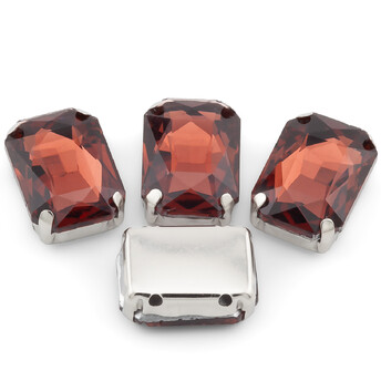 Стрази в оправі пришивні Прямокутник 10x14 мм Слива 10 шт.