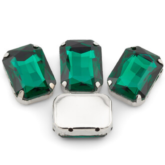 Стразы в цапах пришивные Прямоугольник 10х14 мм 10 шт. Зеленый