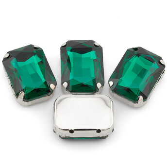 Стразы в цапах пришивные Прямоугольник 10х14 мм 10 шт. Зеленый