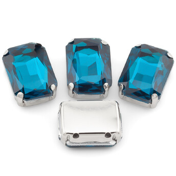 Стразы в цапах пришивные Прямоугольник 10х14 мм Море 10 шт.