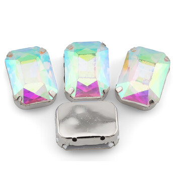 Стразы в цапах пришивные Прямоугольник 10х14 мм 10 шт. АВ