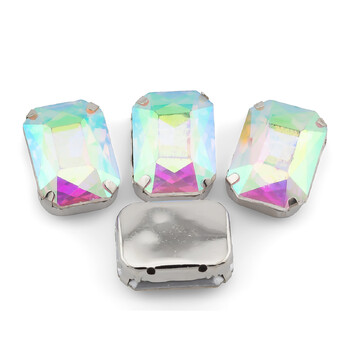 Стразы в цапах пришивные Прямоугольник 6х8 мм АВ 10 шт.