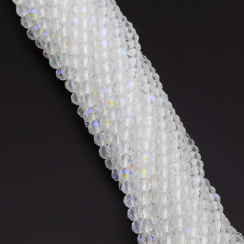 Бусины Шпинель огранка круглая 2 мм Ø 0,5 мм +-200 шт. нить 37 см Белый АВ
