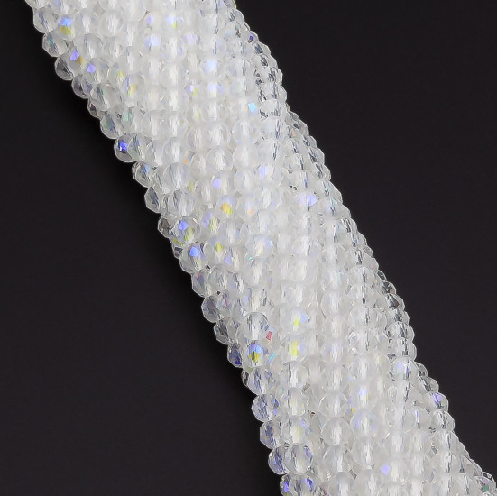Бусины Шпинель огранка круглая 2 мм Ø 0,5 мм +-200 шт. нить 37 см Белый АВ