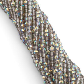 Бусины Шпинель огранка круглая 2 мм Ø 0,5 мм +-200 шт. нить 37 см Серо-Золотистый АВ