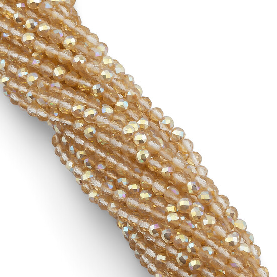 Бусины Шпинель огранка круглая 3 мм Ø 0,8 мм +-130 шт. нить 37 см Бежевый АВ