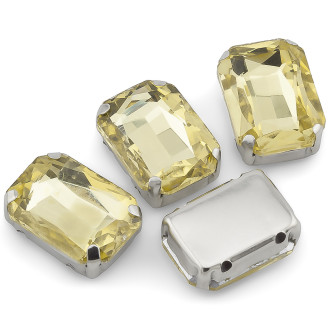 Стразы в цапах пришивные Прямоугольник 10х14 мм Цитрин 10 шт.