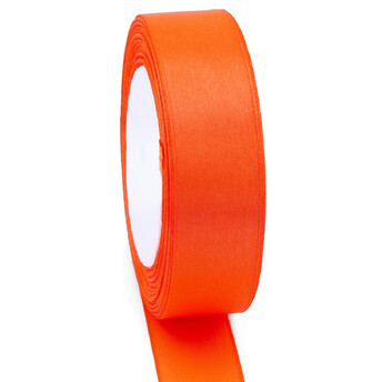 Лента атласная 2,5 см Морковный флуоресцентный 1 рулон +-23 м
