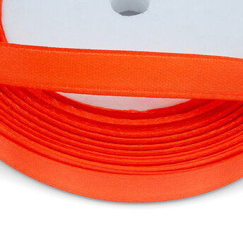 Лента атласная 1 см Морковный флуоресцентный 1 рулон +-23 м
