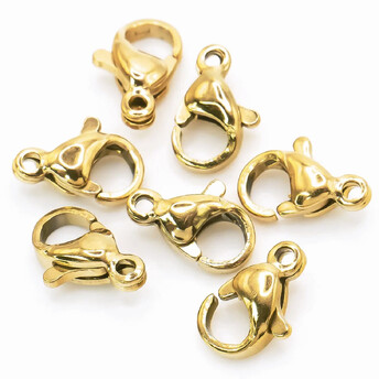 Застежка карабин из нержавеющей стали 10х6 мм Золото 1 шт.