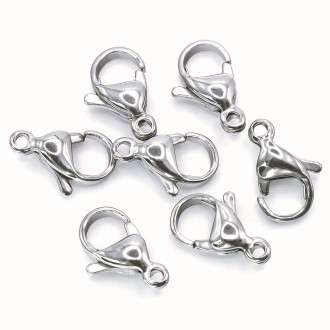 Застежка карабин из нержавеющей стали 10х6 мм Платина 10 шт.