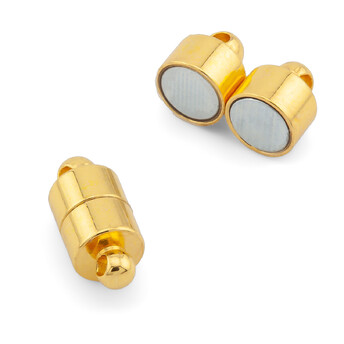 Замок магнитный Цилиндр 13х6 мм Золотистый яркий 1 шт.