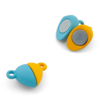 Замок магнитный Сердце 15х10 мм Сине-желтый 1 шт.