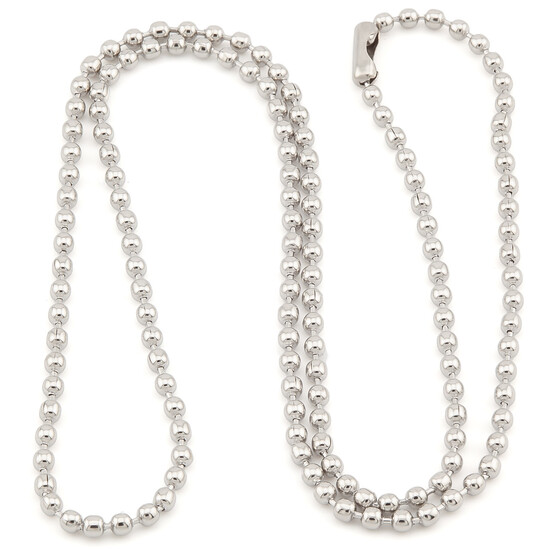 Ланцюг кульковий для жетона/бейджа нержавіюча сталь 60 см діаметр 2,4 мм Платина 1 шт.