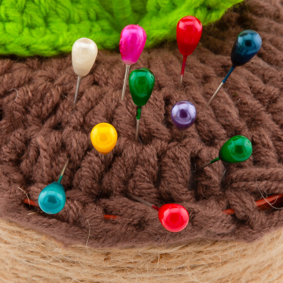 Подсолнух в горшке, вязаный, на 6 цветков, размер 33х13см, цвет Желтый, 1шт.