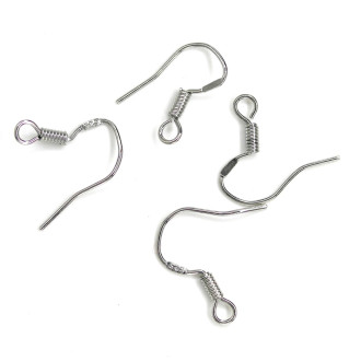 Швензы с пружиной посеребренная медь(925) 10 пар 18х16 мм Платина